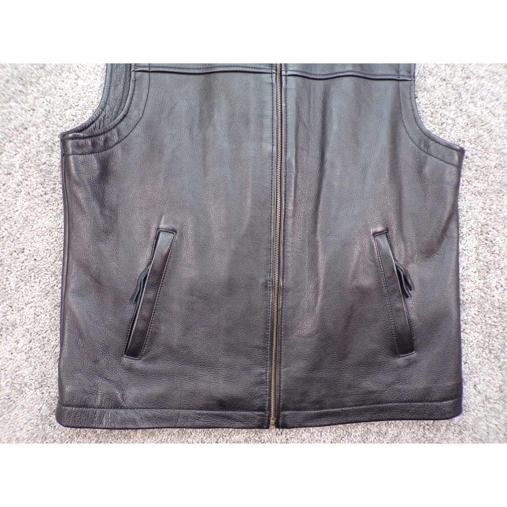 Vintage 90s The Territory Ahead Black Motorcycle Biker Vest Men's Large Lined - Picture 3 of 12